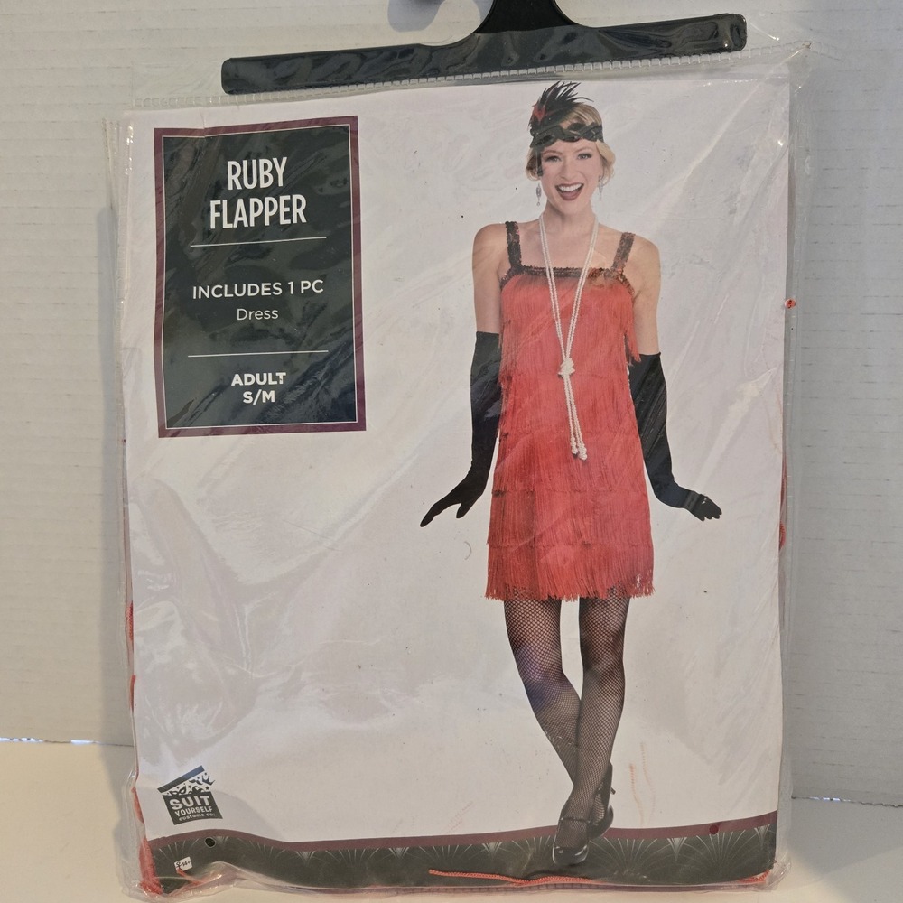 RUBY FLAPPER 1 Pc. Set Women's Halloween Costume Size Petite S/M Ruby Red NEW